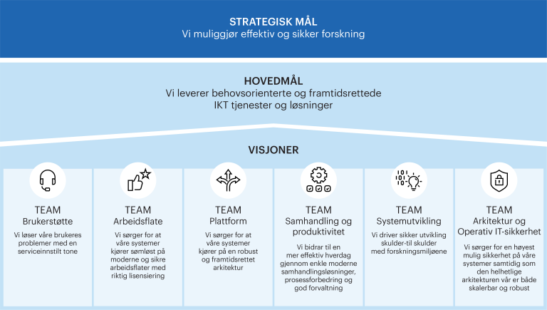 Figur som viser IT-enhetens teamstruktur med visjoner